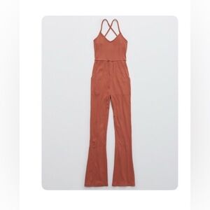 Aerie Kick-It Flare Ribbed Jumpsuit - NEW! Size XL - Twilight
